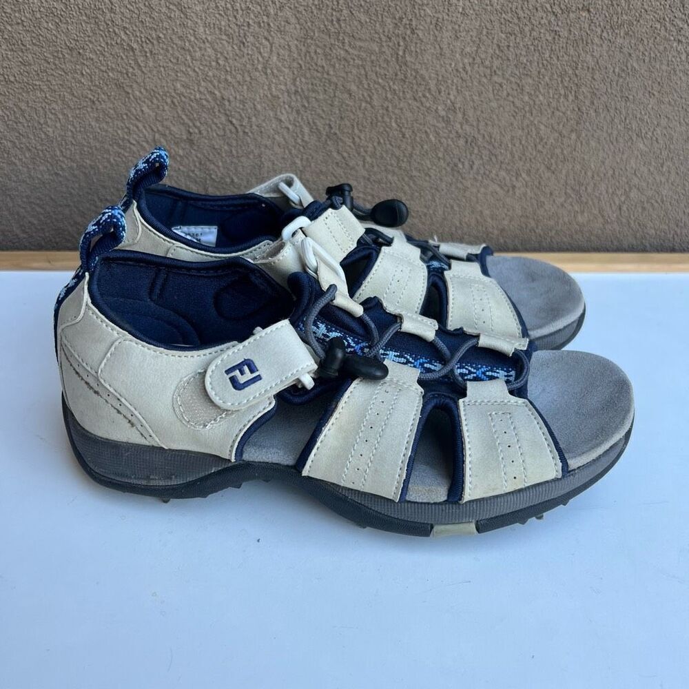 Footjoy FJ Green Joys Golf Sandal Leather Adjustable Straps Spikes Womens Size 6